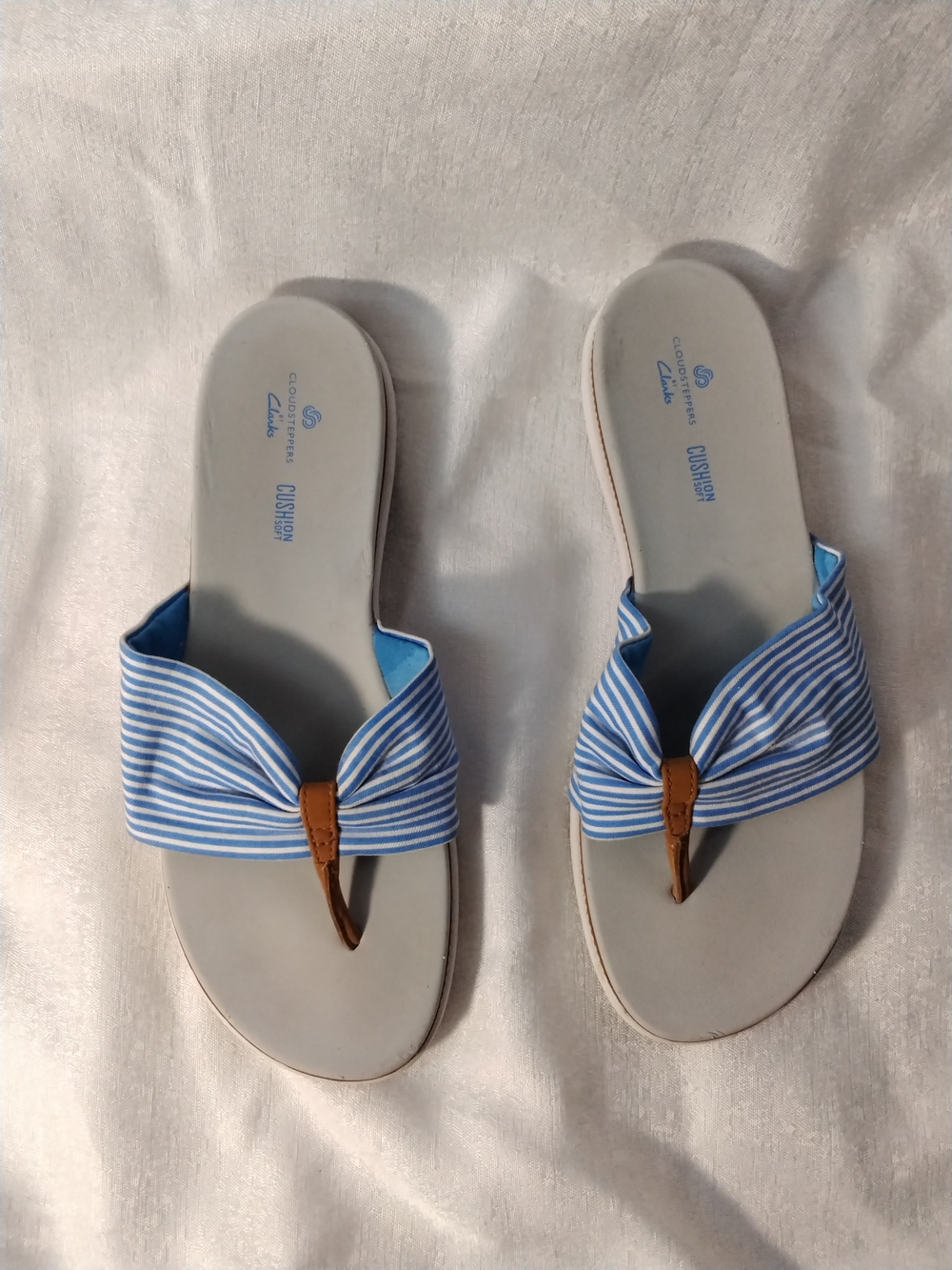 Clarks Blue Striped Knot Thong Sandals
